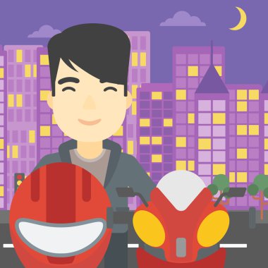 Motosiklet kask vektör çizim erkekte.