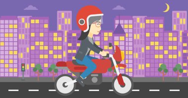 Woman riding motorcycle vector illustration.