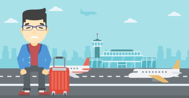 Adam Uçuş korkusu acı.