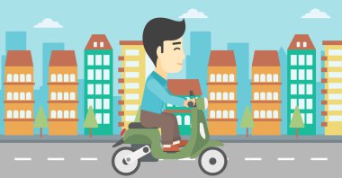 Scooter vektör illüstrasyonu kullanan adam.