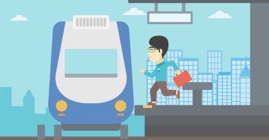 Trene koşan geç gelen adam.