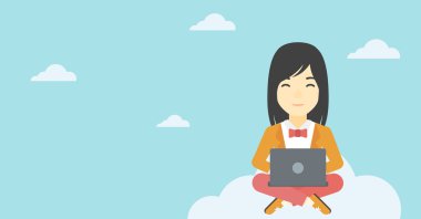 Bulut bilgisayar teknolojisi kullanan kadın.