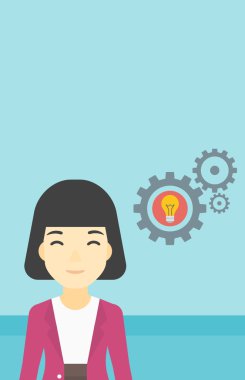 Vektör çizim çiçek soğanı ve vites kadına.