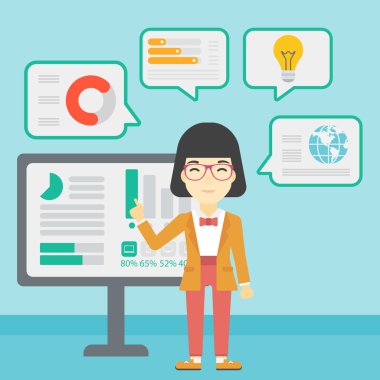 Kadın iş sunu yapma.