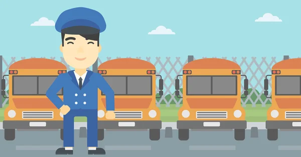 Školní autobus řidič vektorové ilustrace. — Stockový vektor