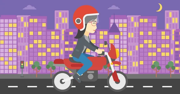 Woman riding motorcycle vector illustration. — Stock vektor