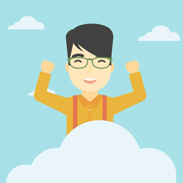 Man sitting on cloud vector illustration. — Stock Vector