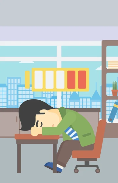 Hombre durmiendo en el lugar de trabajo vector ilustración . — Vector de stock