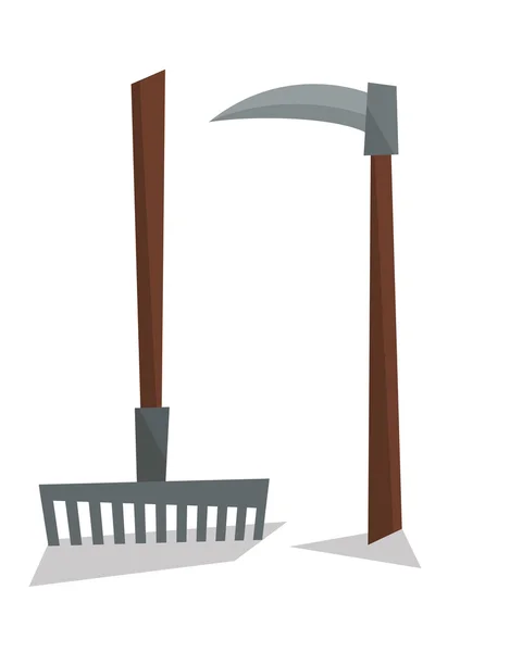 Agrarische rake en scythe vectorillustratie. — Stockvector