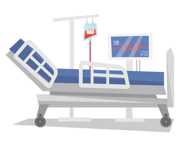 Hospital bed with medical equipments vector illustration. — Stock Vector