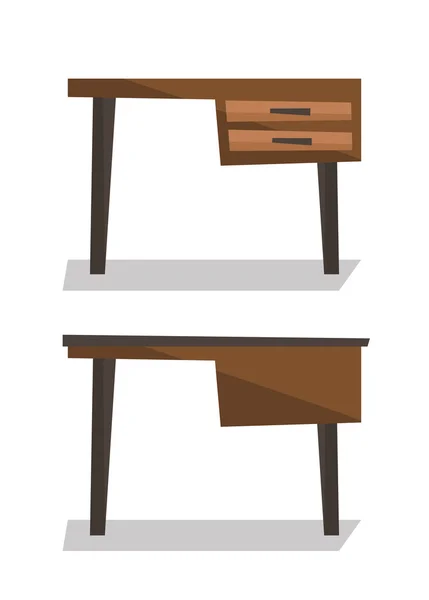 Fából készült íróasztal fiókos vektoros illusztráció. — Stock Vector