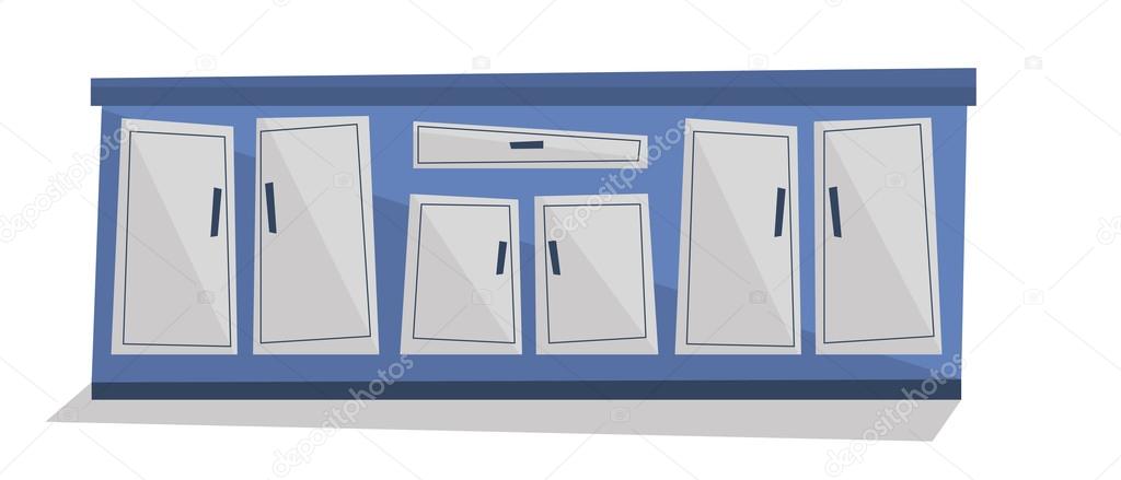Gabinete de cocina con ilustración vectorial cajones . — Archivo