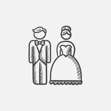 Gelin ve damat kroki simgesi.