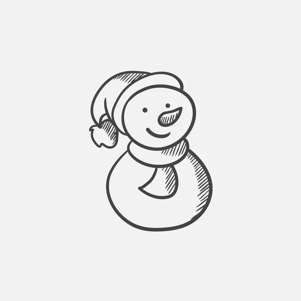 Muñeco de nieve icono de boceto . — Vector de stock