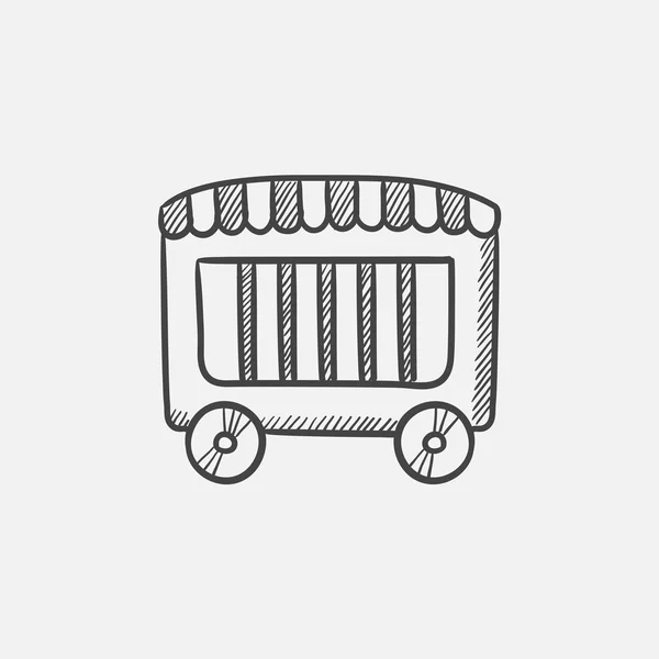 Circus vagn skiss ikon. — Stock vektor