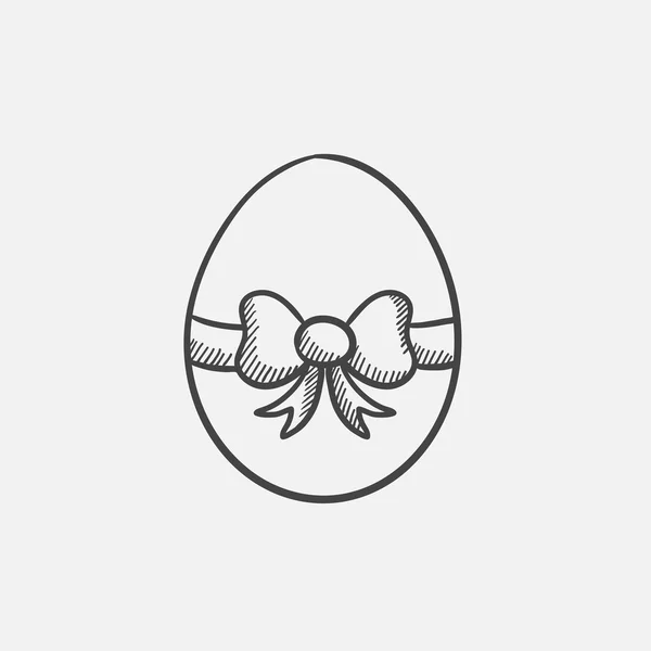 Easter egg with ribbon sketch icon. — Stock Vector