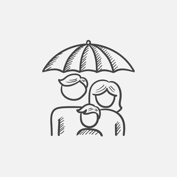 Family insurance sketch icon. — Stock Vector