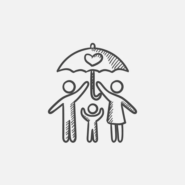 Family insurance sketch icon. — Stock Vector