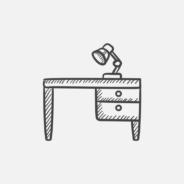 Lampe de bureau sur icône de croquis de table . — Image vectorielle