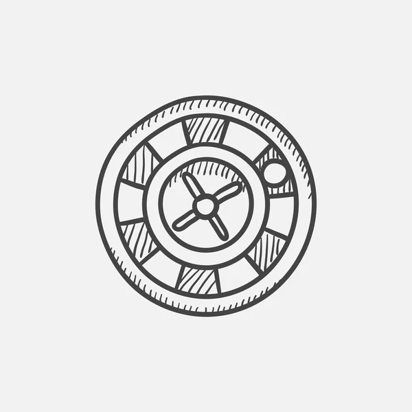 Ruleta rueda bosquejo icono . — Vector de stock