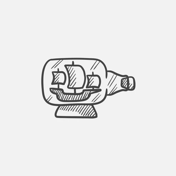 Ship inside bottle sketch icon. — Stock Vector