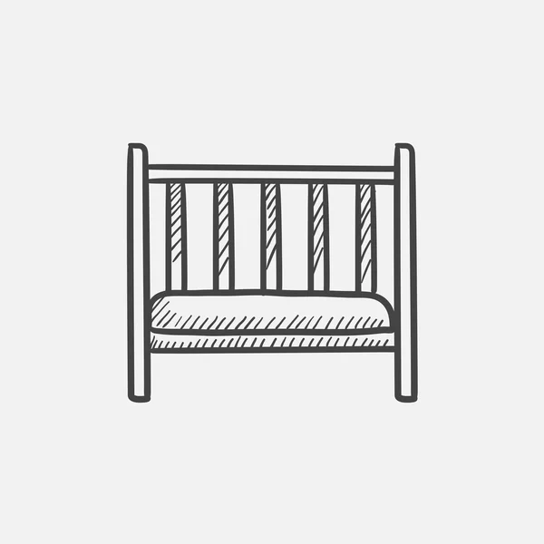 Baby cot schets pictogram. — Stockvector