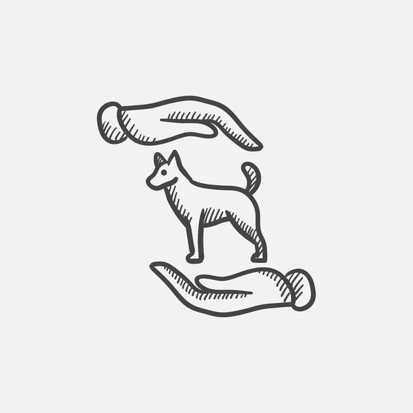 Icono de sketch de cuidado de mascotas . — Vector de stock