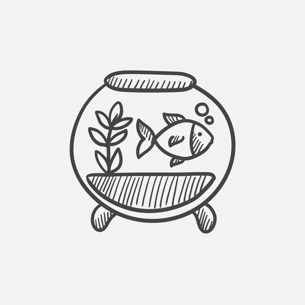 Fish in aquarium sketch icon. — Stock Vector