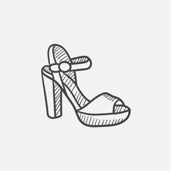 Icono de boceto de sandalia de tacón alto . — Archivo Imágenes Vectoriales