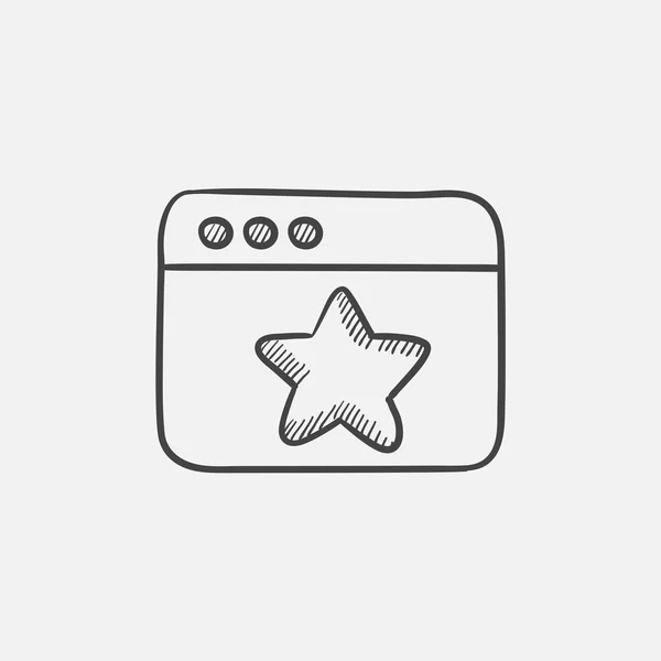 Browser venster met ster favoriete teken schets pictogram. — Stockvector