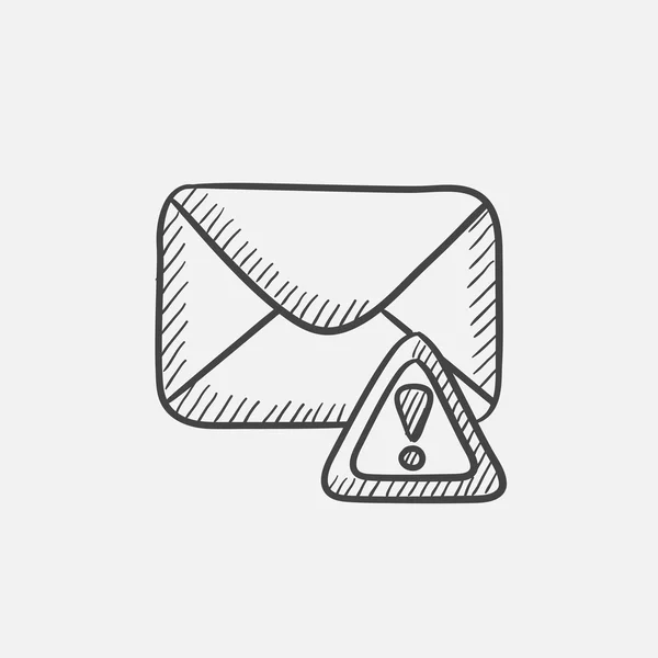Zarf posta ile uyarı sinyali kroki simgesi. — Stok Vektör