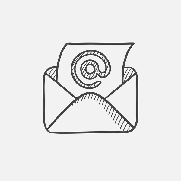 E-post kuvert med pappers-täcker skiss ikon. — Stock vektor