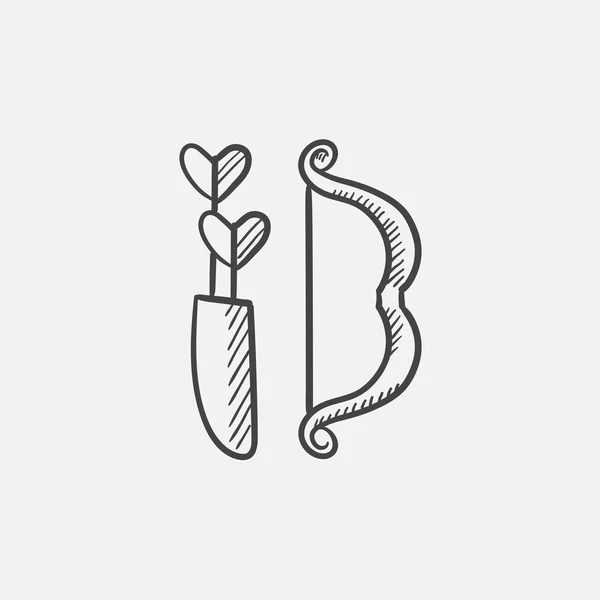 Bow y flechas bosquejo icono . — Vector de stock
