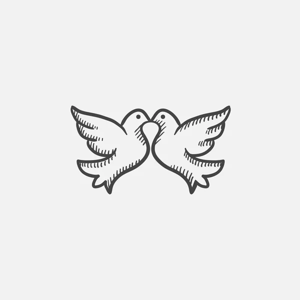 Wedding doves sketch icon. — Stock Vector