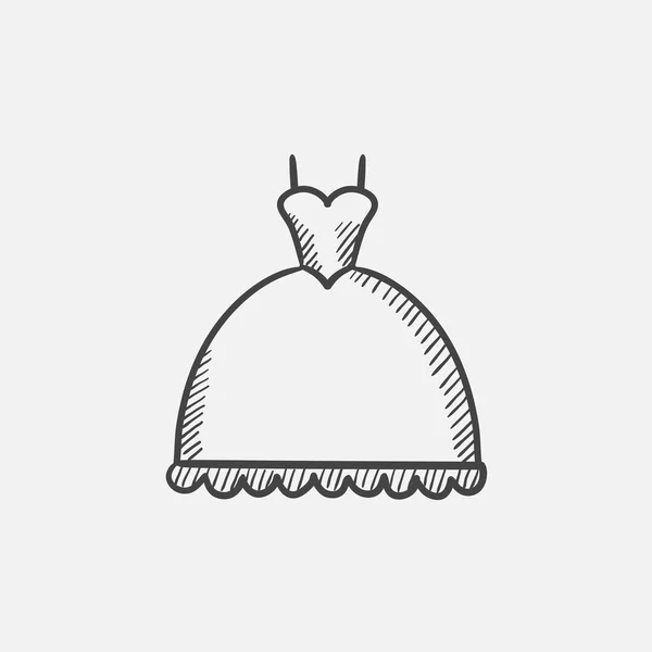 Bruiloft jurk schets pictogram. — Stockvector