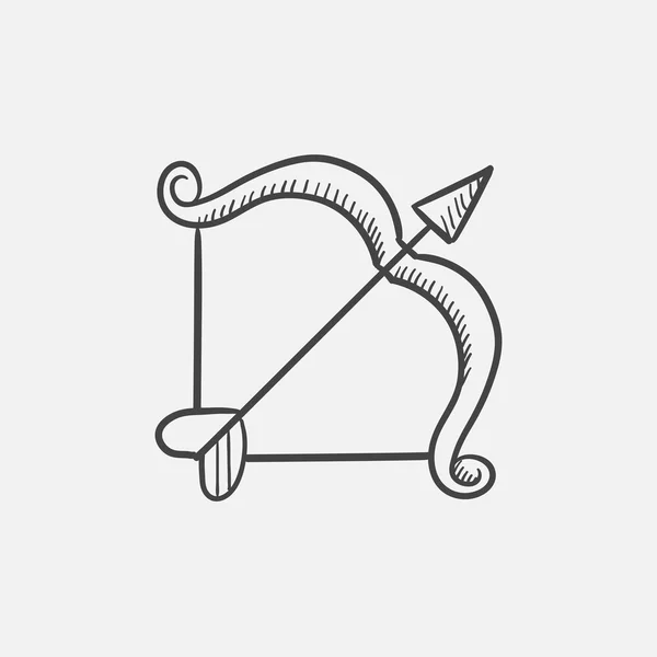 Icono del bosquejo de arco y flecha . — Vector de stock