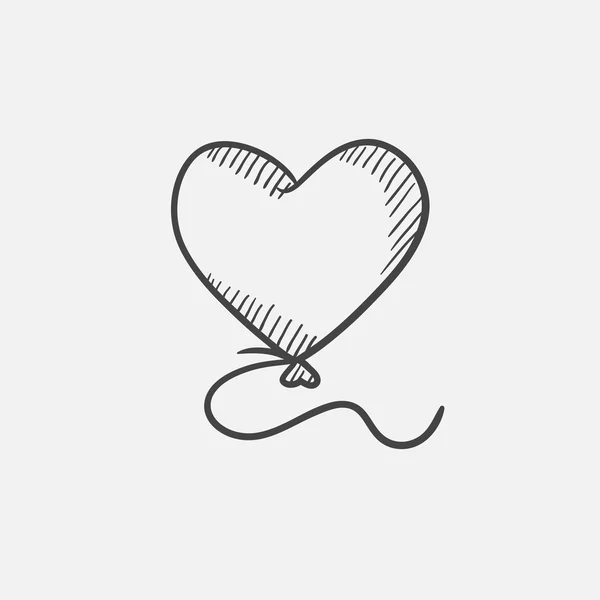 Heart balloon sketch icon. — Stock Vector