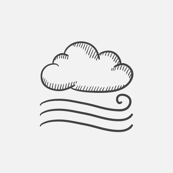 Windy cloud sketch icon.