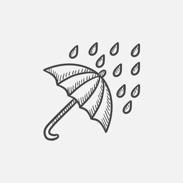 Skica ikona déšť a deštník. — Stockový vektor