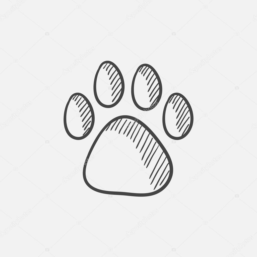 Paw Print Sketch Paw Print Sketch Icon Stock Vector