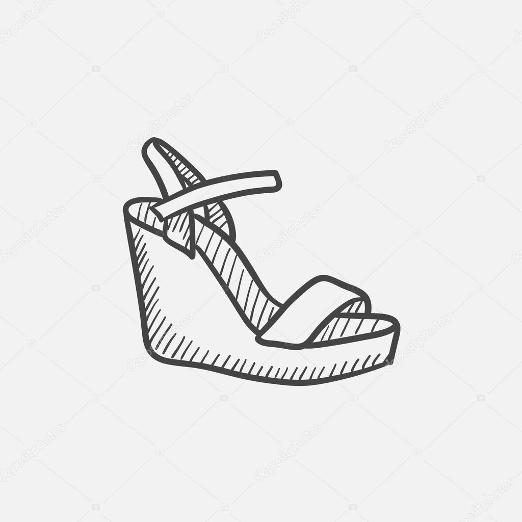 Sandalia Plataforma Vector De Icono Bosquejo Mujeres— xrdBoCeW