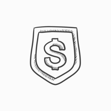 Doları sembolü ile kalkan simgesi kroki.