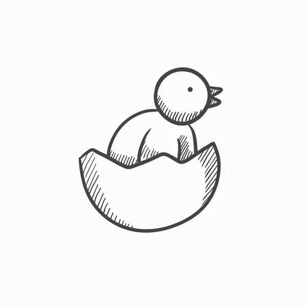 Чик выглядывает из иконки яичной скорлупы . — стоковый вектор
