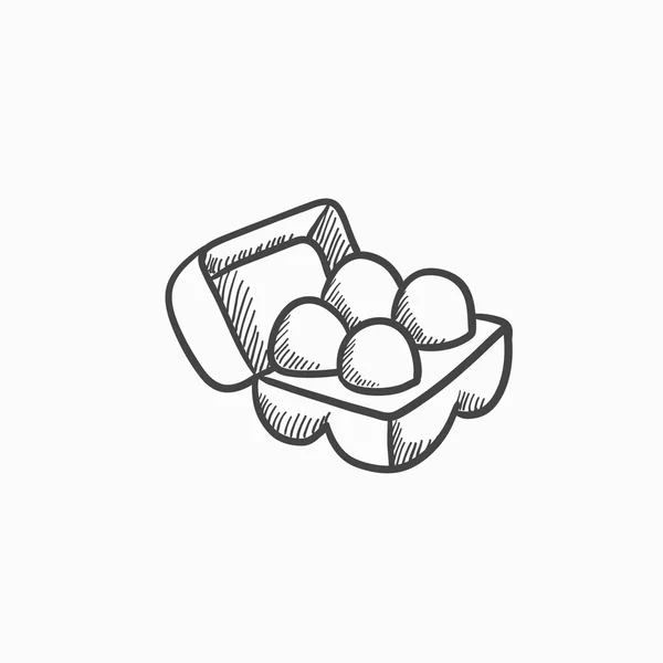 Vejce v kartonu balení skica ikony. — Stockový vektor