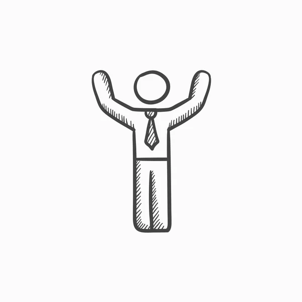 Mann mit erhobenen Armen sketch icon. — Stockvektor