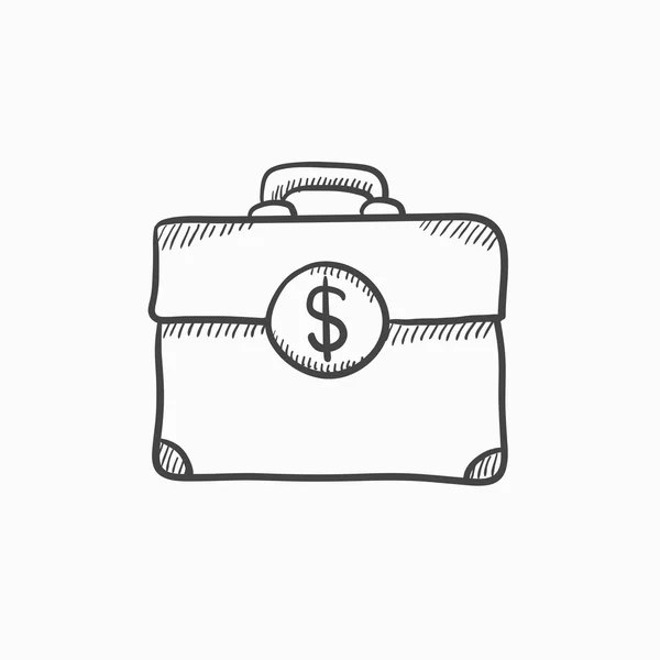 Valise avec symbole dollar icône de croquis . — Image vectorielle