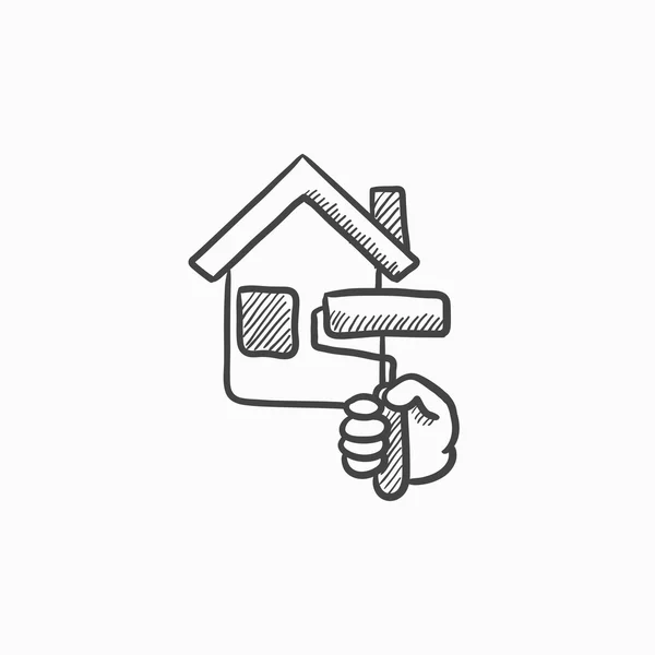 House painting sketch icon. — Stock Vector
