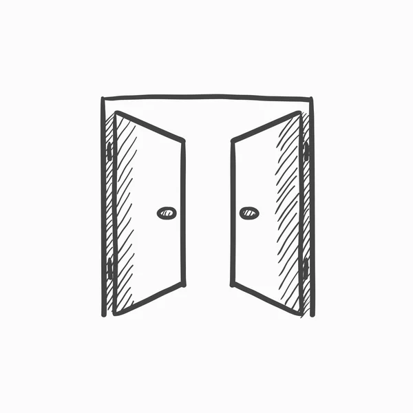 Abrir puertas icono de boceto . — Vector de stock