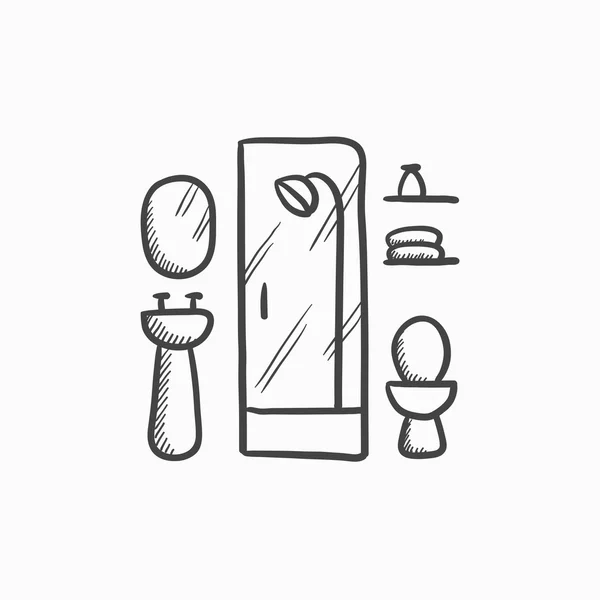 Pictogram van de schets van de badkamer. — Stockvector