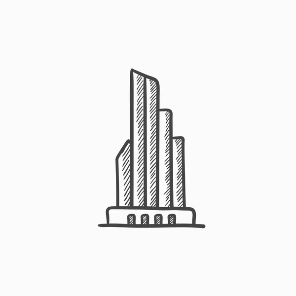 Skyskrapa kontorsbyggnad skiss ikon. — Stock vektor
